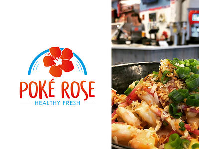 Poke Rose branding flower logo restaraunt