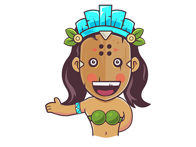 Indian Mask Girl cartoon cartoon character character creepy design girl hawaiian illustration indian mask