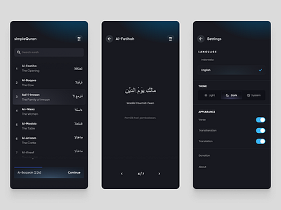 simple Quran mobile app app clean dark habit quran simple web