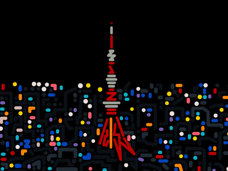 Puantilism # 2 Tokyo 2d animation basic flat gif minimal motion mrfrukta night city puantilism red tower shape tokyo type typography