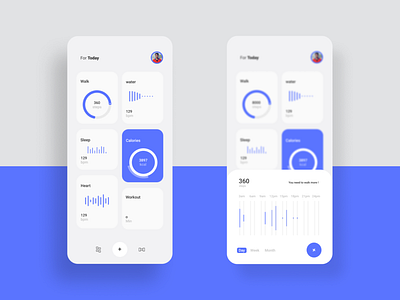Health Monitoring App UI Concept (UI Practice 03) 2019 2019 trend flat health app healthcare minimal minimalistic mobile simple ui ui design ux