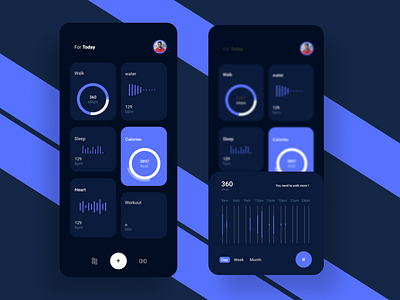 Health Monitoring App UI Concept Dark Mode (UI Practice 04)