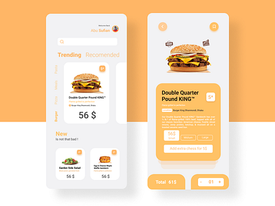 Food Delivery App UI Concept Dark Mode (UI Practice 06) 2019 adobe xd burger delivery app ecommerce figma food minimal ui ui design ux
