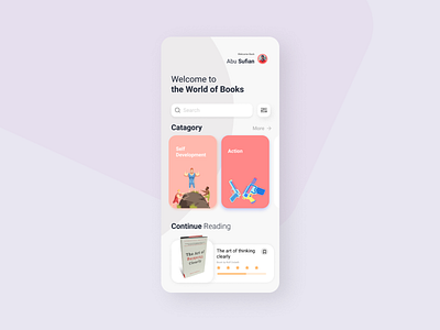 Reading App UI Concept (UI Practice 07) 2019 app book design flat icon interface minimal read reading ui ui design ux