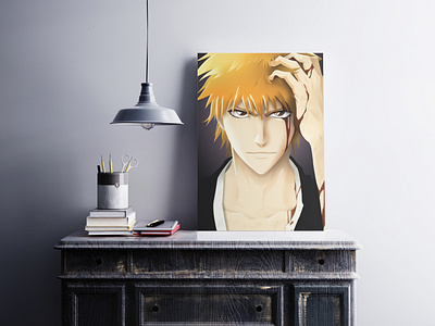 Ichigo Kurosaki anime art character design digital painting graphic design illustraion re creation texture