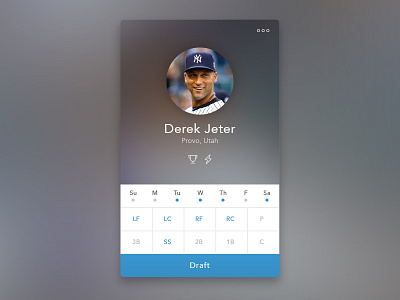 Player Profile Card baseball card draft icons player profile slowpitch ui user