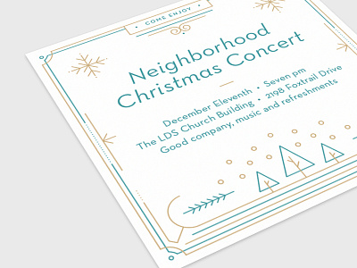 Christmas Concert Invitation Card card christmas holiday invitation line art print type typography vector