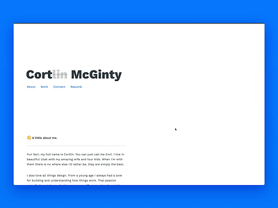 Personal Portfolio Site - cort.me animation designer homepage landing page motion personal portfolio resume showcase site ui design website work