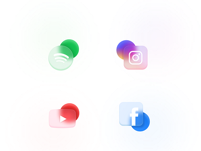 Glass Morphism Social Media Icon Design