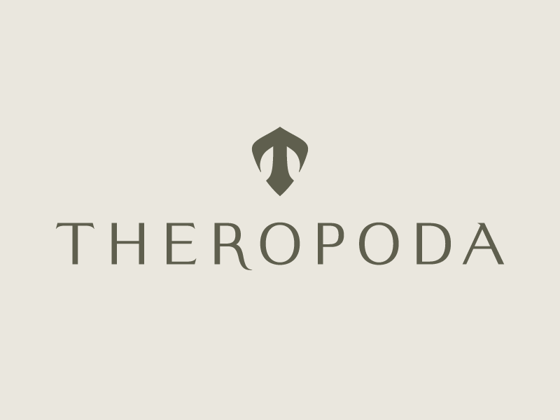 Theropoda - Logo Construction branding dinosaur expedition fossil lettering logo logotype museum theropoda typography