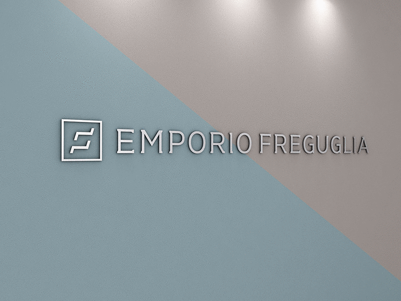 Emporio Freguglia / 3D simulation armchair bed chair elegant furniture hidden message logo animation logotype minimal monogram sofa