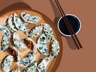 dumplings design flat food illustration minimal vector