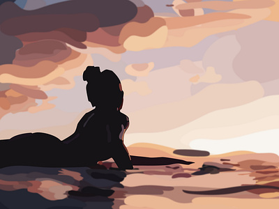 surfers sunset design flat illustration minimal surf vector