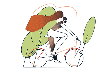 Girl on a bike activity bicycle bike cartoon cycle cyclist fun girl happy healthy illustration leisure lifestyle masked people person ride sport summer transport