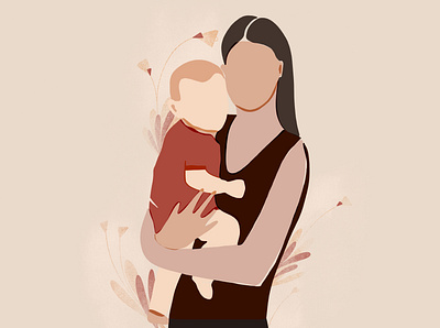 Mom and the baby. Flat-cut illustration. baby cute flat illustration modern mom procreate