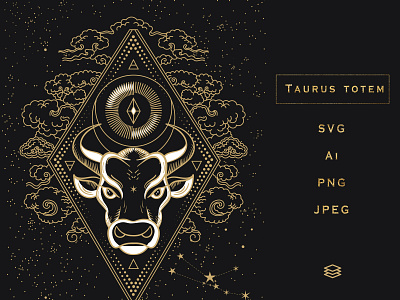 Taurus Totem. SVG, Ai, PNG, Jpeg