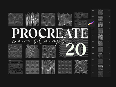 Procreate Wave line Stamps 2d 3d