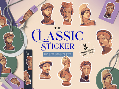 Cute Antique Greek | Printable Stickers Cricut Design antique