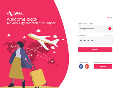 UI Challenge - A Login Page for a Mexican Airport design log in sign up ui ux web