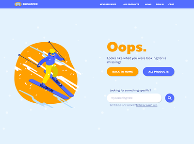 404 Page for a Ski Shop 404 404 error 404 error page 404 page design ui web