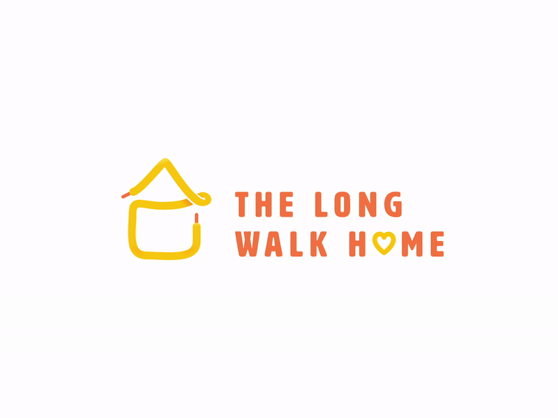 The Long Walk Home animation brand branding charity design fitness gif heart home homelessness icon logo monoline run shoelace vector walk