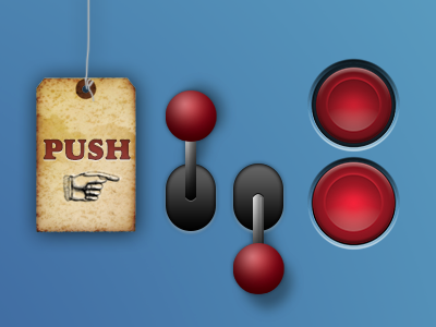Sign, Lever & Button button lever sign ui web design