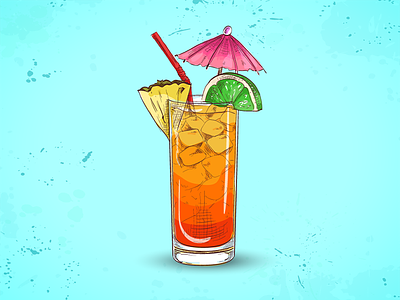 Punch cocktail drink illustration punch