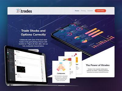 Xtrades Hero Parallax Elements app design hero section parallax stocks trading ui ux web design website