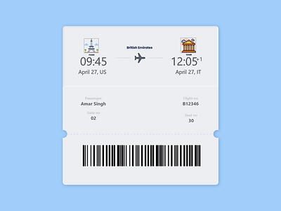 Boarding Pass Design design illustration typography ui xd