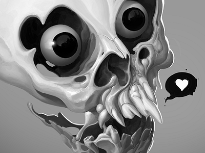 Untitled blackandwhite eyes horror illustration love procreate skeleton skull