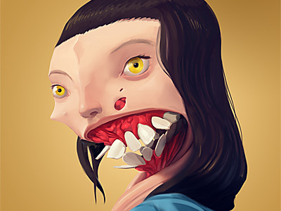 Practice alien girl illustration monster sf teeth zombie