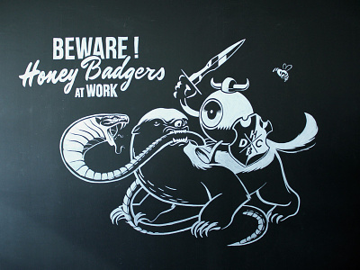 Honey Badger Mural badger bee cobra honey illustration mural painting snake