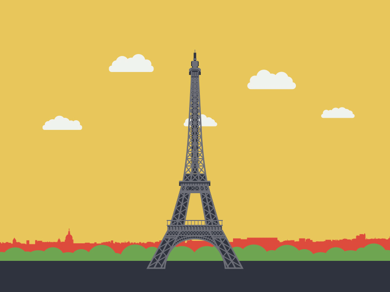 Eiffel Tower, Paris, France after effects animation architecture city clouds country eiffel tower france gif motion graphics paris tower
