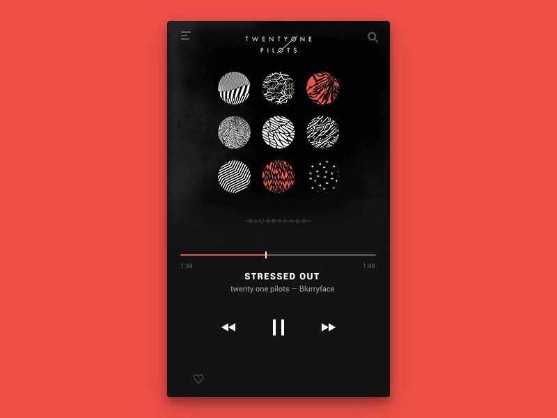 Day 5 - Music Player Rebound after effects artist gif interface material music phone player playlist song twenty one pilots