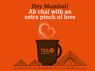 Tea 14 - Launching poster - Mumbai branding design illustration illustrator minimal vector