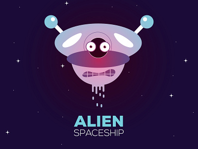 Alien Spaceship alien branding cartoon character design flat illustration illustrator minimal spaceship typography vector