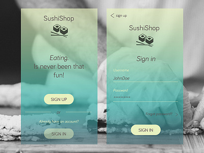 Sushi shop - Login page app apple gradient login mobile sushi