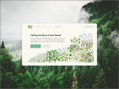 Treejer Homepage app blockchain climate change design desktop environment forest homepage illustration minimal treejer trees ui ux web website wizard