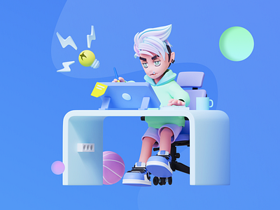 UnaInu - Landing Page | 3D Illustrations by Haraki for Vektora on Dribbble