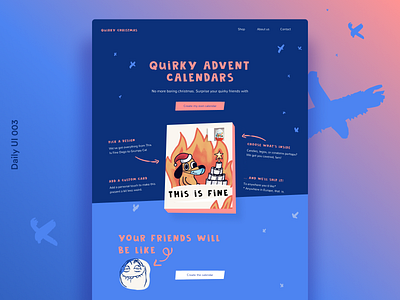 Daily UI 003 - Landing page daily ui dailyui dailyuichallenge design landing landing page landing page ui landingpage memes thisisfine uidesign uidesigner visual design