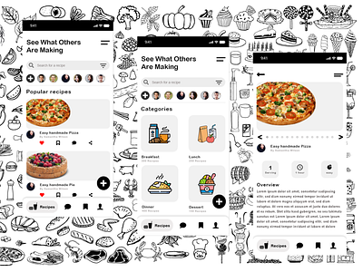User interface of Recipes app app design flat homepage icon recipe app recipe book recipes ui ux