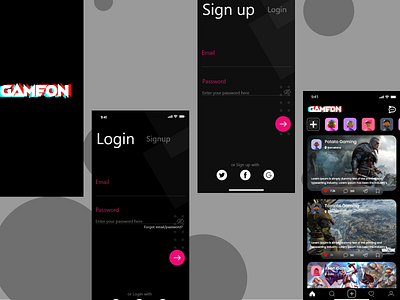 Gameom - Social app for gamers admin design app design homepage illustration logo minimal ui ux vector