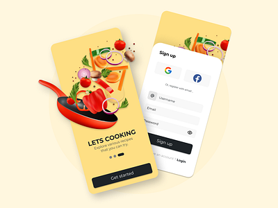 SIGN UP COOKING RECIPE #DAILYUI001 app cooking dailyui design food iphone mobile recipes ui uiux