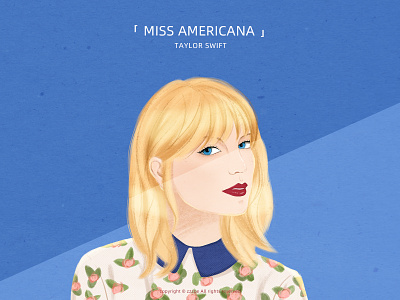 「Miss Americana」_Taylor Swift blue face fashion illustration woman illustration