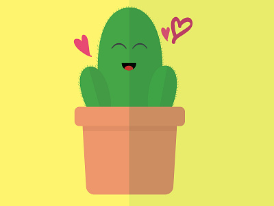 The Happy Cactus cacti cactus design design art flat happy heart illustration love minimal sticker sticker design vector