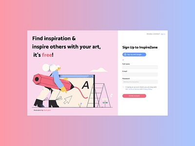 Daily UI 001 — Sign Up dailyui dailyui 001 design figma illustration inspiration ouch.pics sign up sign up form sign up page sign up screen ui ux web website