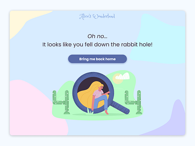 Daily UI 008 — 404 Page 404 404 error 404 error page 404 not found 404 page aliceinwonderland dailyui dailyui 008 dailyui008 design figma illustration ui uidesign ux uxdesign