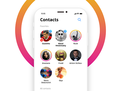 Contact list app contacts football ios list login messenger profile psd signup sketch ui