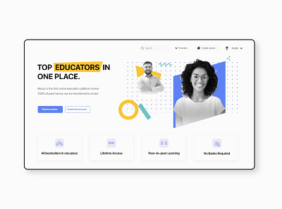 UI Web Design for E-learnin Platform (educationary) course design education website elearning minimal mobile ui online ui ui design ux web website design