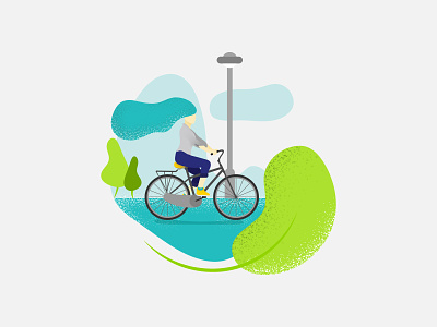 Cycling Woman Flat Illustration